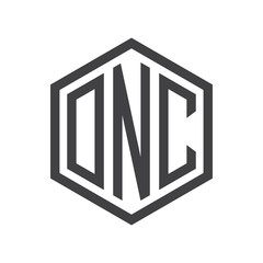 three-letter initials hexagon logo black