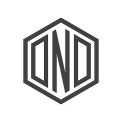 three-letter initials hexagon logo black