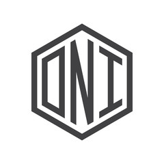 three-letter initials hexagon logo black