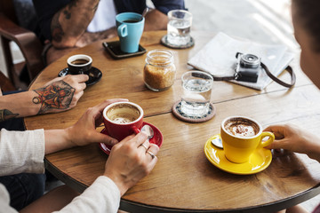 Group Of People Drinking Coffee Concept