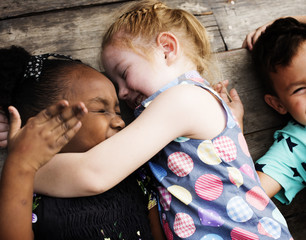 Little girl is hugging each other