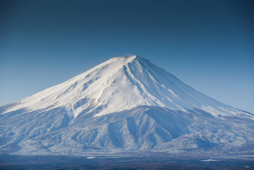 Fuji mountain (Fujisan), beautiful snowcapped volcano and famous natural landmark of Japan, view...