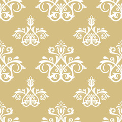 Classic seamless vector golden and white pattern. Traditional orient ornament. Classic vintage background