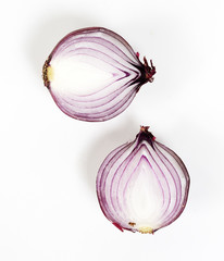 Closeup of red onion on white background