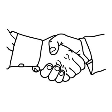 business handshake - vector illustration sketch hand drawn with black lines, isolated on white background