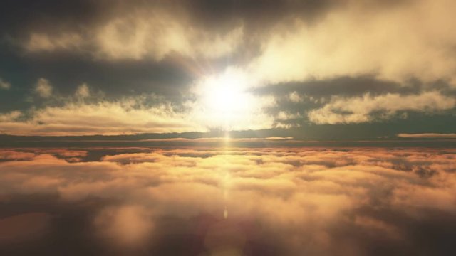 fly in sunset clouds above 4k