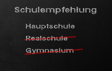 Schulempfehlung Hauptschule