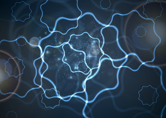 Glowing curved wavy shapes abstract background