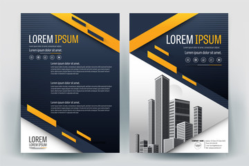 Brochure Cover Layout with Orange Geometric in A4 Size Vector Template