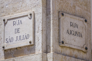 Street signs in the city of Lisbon