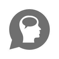 Graue Sprechblase rund - Kopf mit Sprechblase