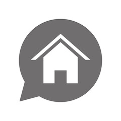 Graue Sprechblase rund - Haus