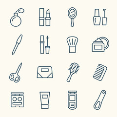 Makeup line icon set
