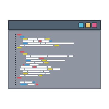 color silhouette of programming window with script code vector illustration