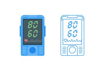 Pulse oximeter icon. Pulse measurement, determining heart rate. Vector illustration.