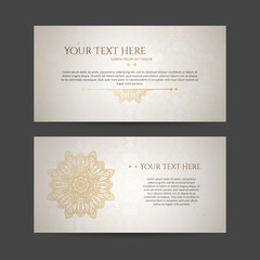 Set of vector design templates. Business card with floral circle ornament.