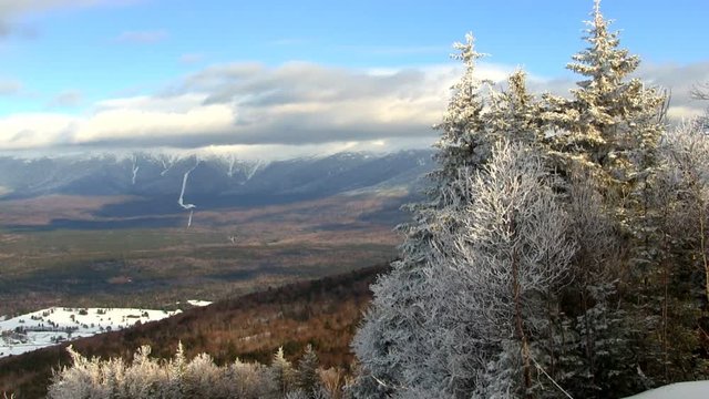 A Beautiful View Of Mount Washington, With Its Top In The Clouds, From Ski Slope Of Bretton Woods In White Mountains Region Of New Hampshire.