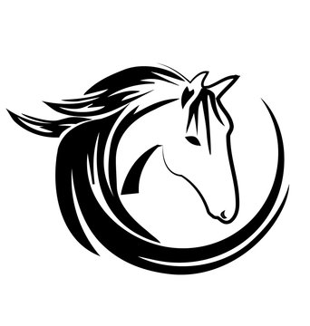 Horse circle shape logo vector design