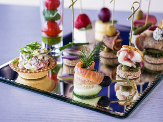 Set of different canapes