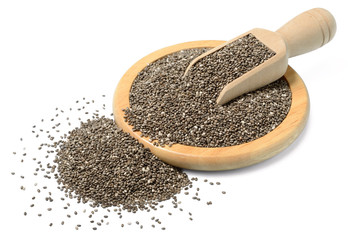 chia seeds isolated on white, (large depth of field, taken with tilt shift lens)