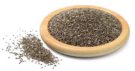 chia seeds isolated on white, (large depth of field, taken with tilt shift lens)