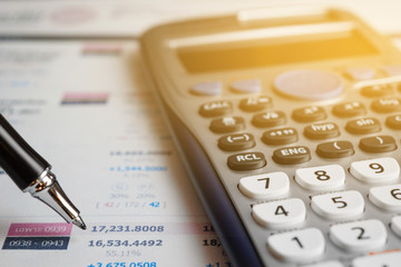 close up advance calculator for engineer or business on the finance/math paper.