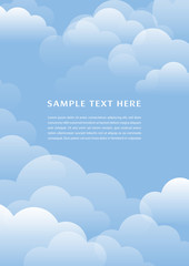 Blue sky with white clouds and space for text. Summer or autumn seasonal illustration.