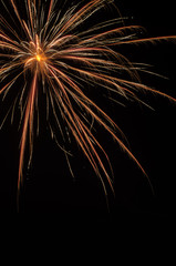 golden firework background with ample copy space for text