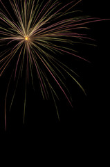 golden firework background with ample copy space for text