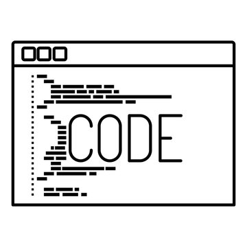 monochrome silhouette of programming window with script of code vector illustration
