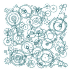 Transparent Cogs, Gears on White Background Vector