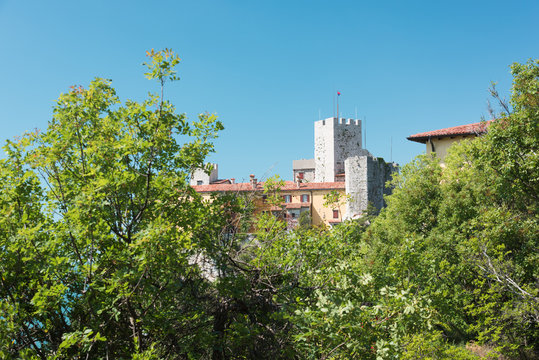 The castle of Duino and the beauty of the cliffs on the rocky coast