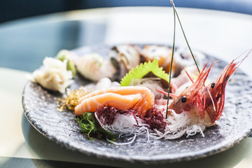 Sashimi and sushi plate