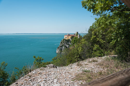 The castle of Duino and the beauty of the cliffs on the rocky coast
