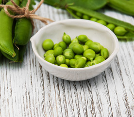 green peas on a table