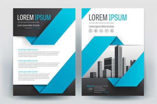 Brochure Cover Layout with black and blue Geometric in A4 Size Vector Template