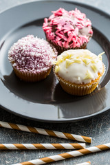 Tasty sweet cupcakes.