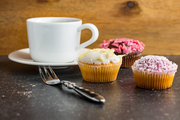 Tasty sweet cupcakes.