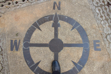 Symbol of direction on floor and foot