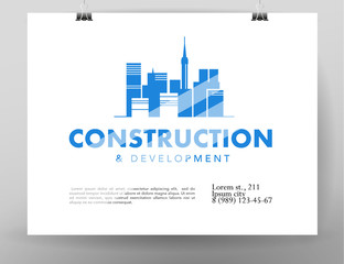 Obraz premium Vector flat simple construction company and architect business studio logo design template isolated.