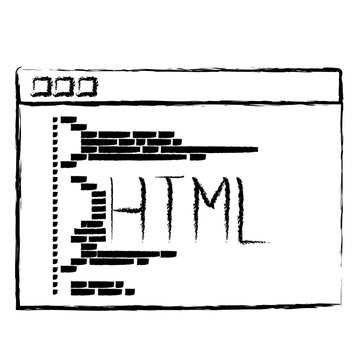 monochrome blurred silhouette of programming window with script code html vector illustration