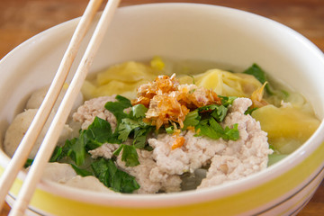 Noodles in a bowl