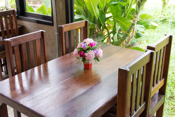 Bouquet on a wooden table
