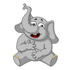 Obraz na płótnie Canvas Elephant. Character. Laughs holding her stomach. Big collection of isolated elephants. Vector, cartoon.