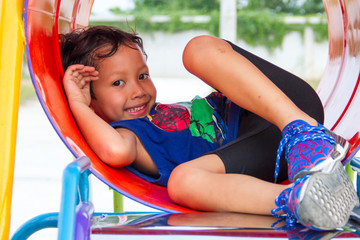 Boy playing in playground