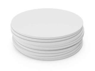 3D rendering white beer coaster isolated on white background