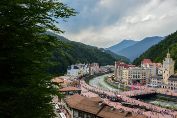 romantic town in mountains