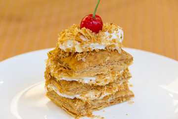 crispy and Cream with cherry