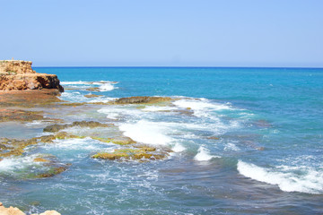 Fototapeta na wymiar Mediterranean sea on spanish seaside. Torrevieja, Spain.