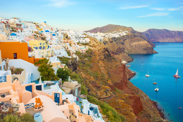 Fototapeta premium Colorful houses of Santorini, Greece